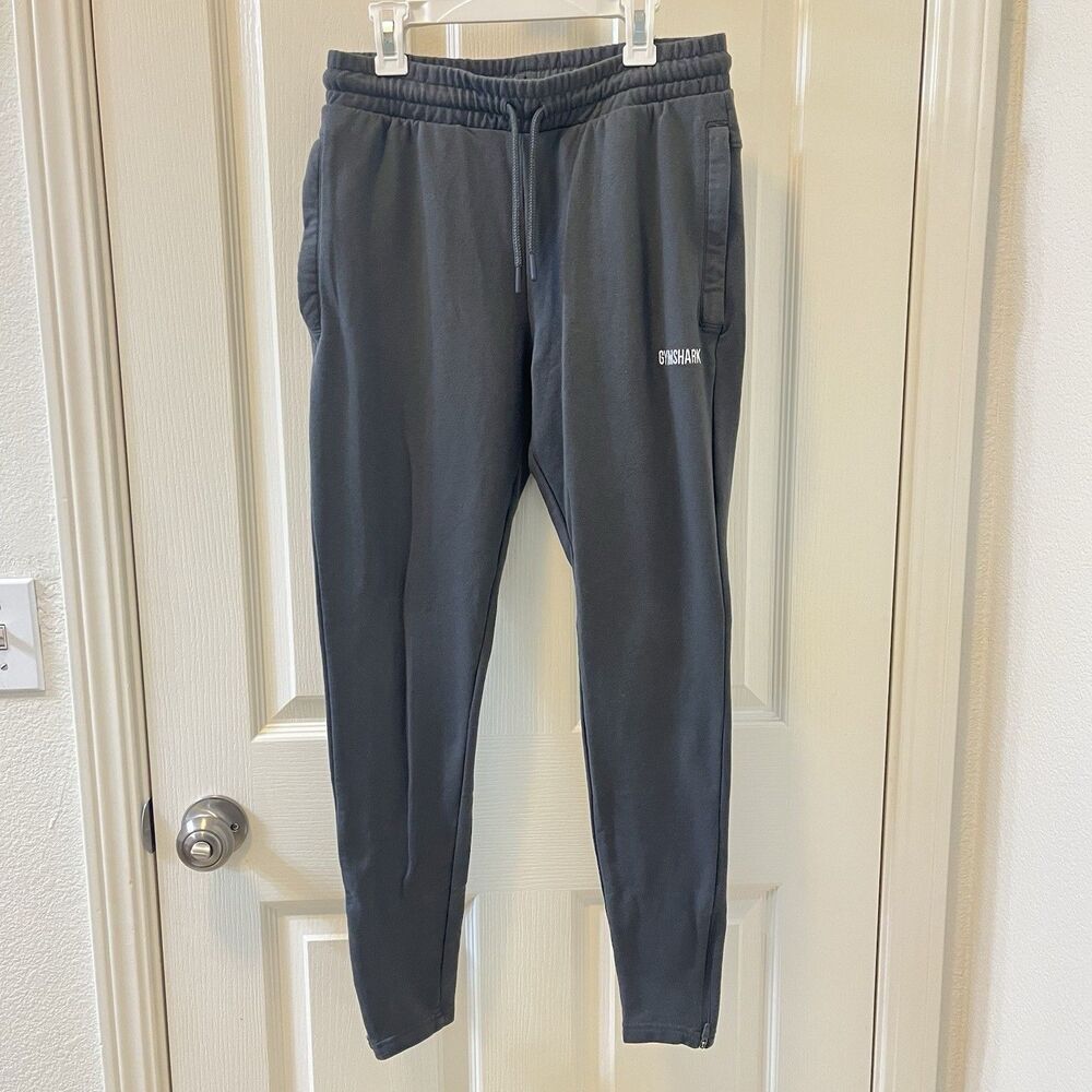 Gymshark Athletic Gray Jogger Pants Tapered Zip Ankle Drawstring Mens Size Small